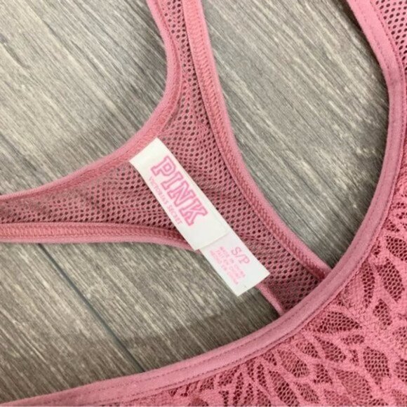 Pink Victoria's Secret VS Lace Bralette Bra cropped Pink Racerback Size Small - Picture 6 of 9